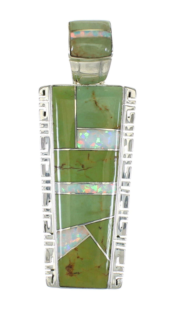 Genuine Sterling Silver Turquoise And Opal Pendant MX63890